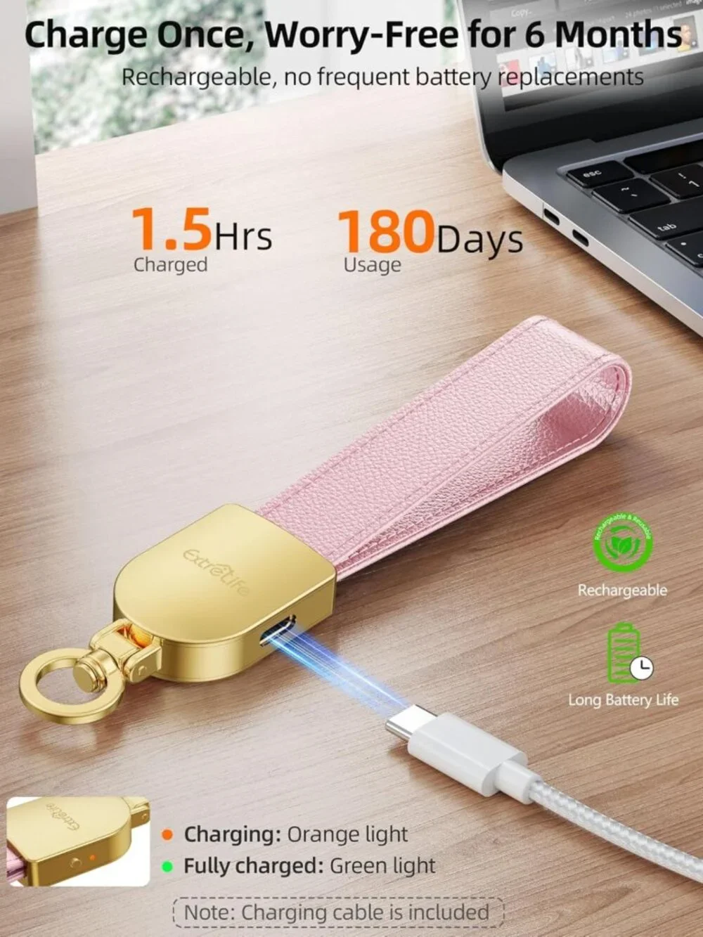 Leather Keychain Tracker for Apple Find My, Rechargeable & Stylish Accessory